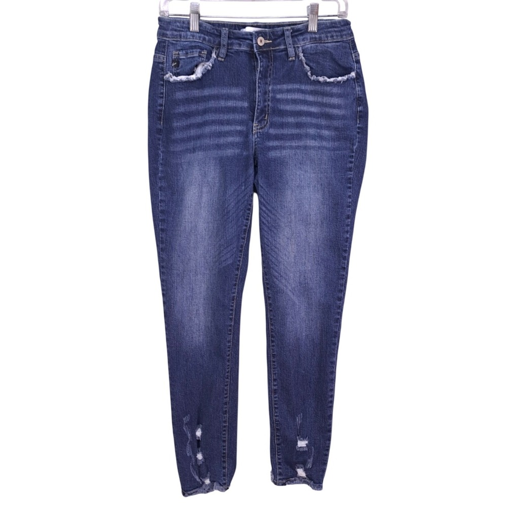 KANCAN JEANS Mid-Rise Skinny Jeans DISTRESSED Destructed Hem KC5102D sz 5/26